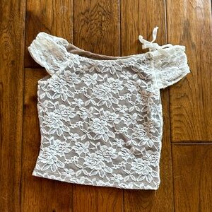 White lace off shoulder top